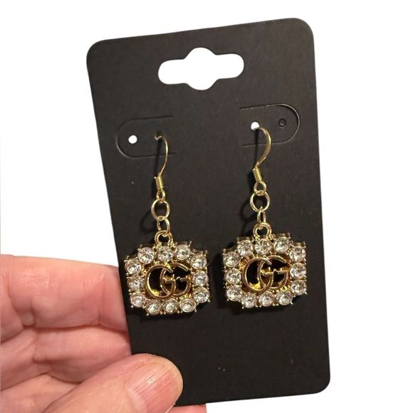 Gucci Jewelry - Gucci Gold Tone Rhinestone Fish Hook Earrings